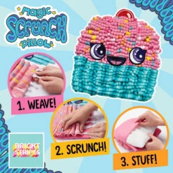 Magic Scrunch Cupcake Pillow Kit -Children Toys Store Bright stripes magic scrunch pillow cupcake SCR 001 01 busybeetoys.net