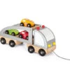 Janod Pull Along Racing Car Carrier -Children Toys Store Janod wooden car carrier J05603 Busy bee toys