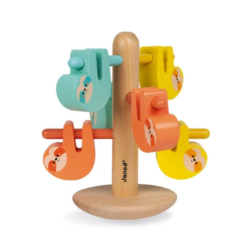 Janod Wooden Sloth Balancing Game -Children Toys Store Janod wooden sloth balance and colours game for preschoolers in partnership with wwf J08607 busybeetoys