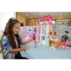 MATTEL Barbie 2-Level Doll House Playset -Children Toys Store Mattel Barbie dollhouse 2 levels 4 play areas b03usybeetoys