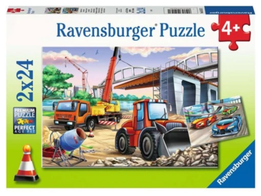 Ravensburger Construction & Cars 2 X 24 Pc Puzzle -Children Toys Store construction cars