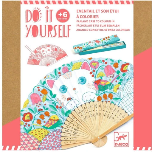 Djeco DIY Koneko Fan -Children Toys Store djeco DIY Koneko Fan coloring folding fan DJ07949 busybeetoys