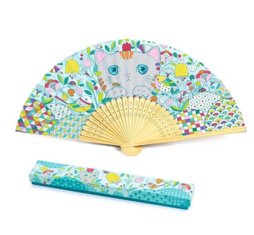 Djeco DIY Koneko Fan -Children Toys Store djeco DIY Koneko Fan coloring folding fan DJ07949 2 busybeetoys