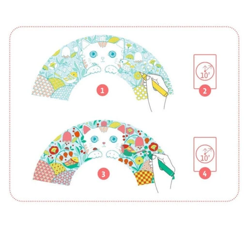 Djeco DIY Koneko Fan -Children Toys Store djeco DIY Koneko Fan coloring folding fan DJ07949 3 busybeetoys