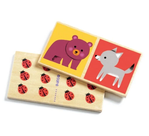 Djeco Happy Animals Wooden Domino Set -Children Toys Store djeco Happy Animals Wooden Domino Set DJ01625 1 busy bee toys