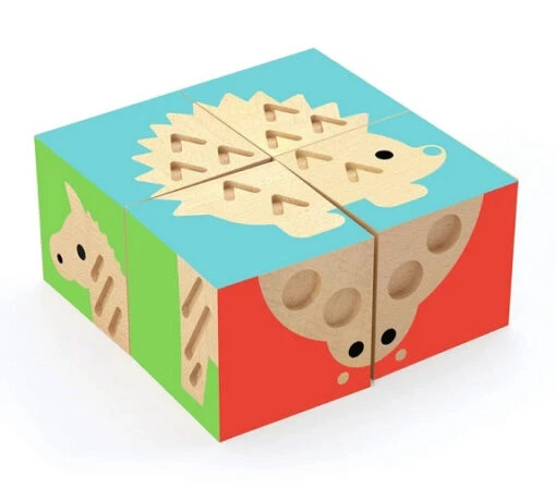 Djeco TouchBasic Wooden Puzzle Cubes -Children Toys Store djeco TouchBasic Cube Puzzle DJ06217 busybeetoys