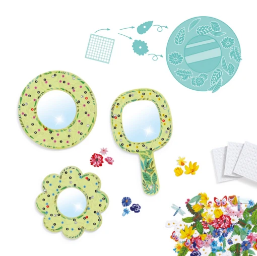 Djeco DIY Pretty Flower Mirrors -Children Toys Store djeco pretty mirrors 01 busy bee toys