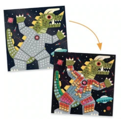 Djeco Space Battle Mosaics -Children Toys Store djeco space battle mosaics 01 busy bee toys