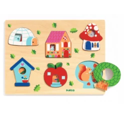 Djeco Coucou House Wooden Puzzle -Children Toys Store djeco wooden puzzle houses busy bee toys