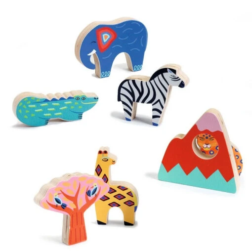 Djeco Wooden Puzzles Savana Story -Children Toys Store djeco wooden puzzles savanna story DJ01068 busybeetoys.net