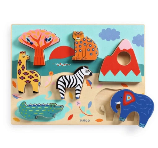 Djeco Wooden Puzzles Savana Story -Children Toys Store djeco wooden puzzles savanna story busybeetoys.net