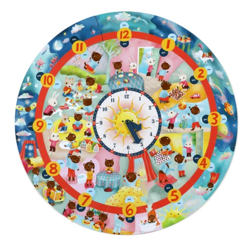 Eeboo Around The Clock Puzzle -Children Toys Store eeboo learn to tell time 25 pc puzzle complete bus