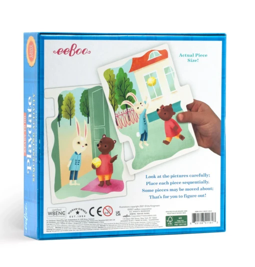 Eeboo Ready To Go Puzzle - Playdate Sequencing Activity -Children Toys Store eeboo playdate sequencing back busy beetoys