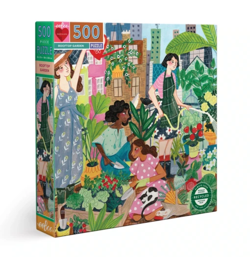 Eeboo Rooftop Garden 500 Piece Square Puzzle -Children Toys Store eeboo rooftop garden 500 pc busy bee toys