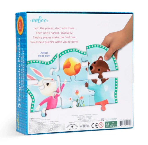 Eeboo Together Time 5 Progressive Puzzles -Children Toys Store eeboo together time progressive puzzle back busy b