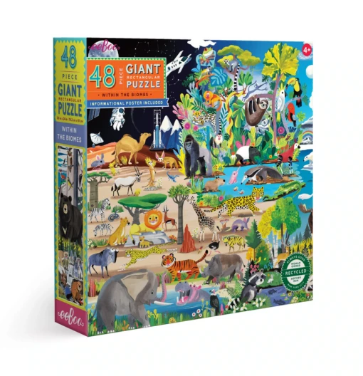 Eeboo Within The Biomes 48 Piece Giant Puzzle -Children Toys Store eeboo within the biomes busy bee toys