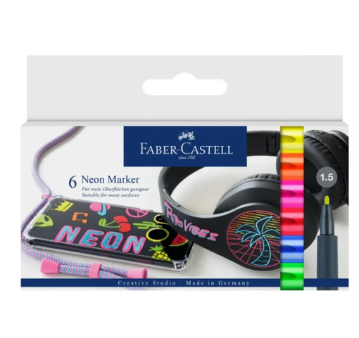 Faber-Castell Neon Creative Markers 6-ct -Children Toys Store faber castell neon markers busy beetoys