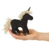 Folkmanis Mini Black Unicorn Finger Puppet -Children Toys Store folkmanis black unicorn busy bee toys