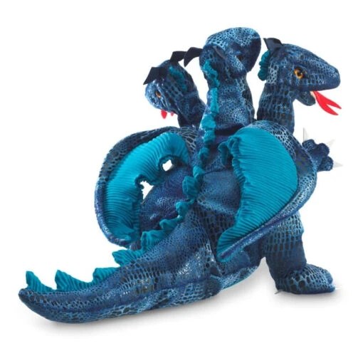 Folkmanis Blue Three-Headed Dragon Puppet -Children Toys Store folkmanis full body 3 headed dragon back busybeeto