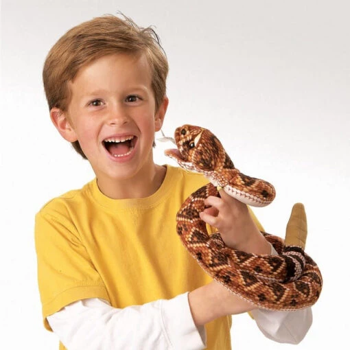 Folkmanis Rattlesnake Puppet -Children Toys Store folkmanis rattkesnake puppet use busybeetoys