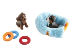 Haba Little Friends - Brown & Tricolor Puppy -Children Toys Store habadollhousedogs