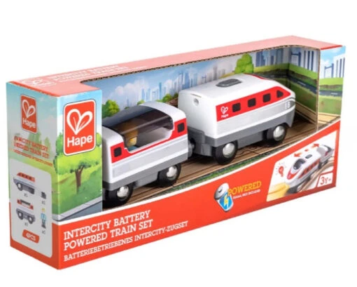 Hape Intercity Battery Powered Train Set -Children Toys Store hape Intercity Battery Powered Train Set E3774 01 busybeetoys