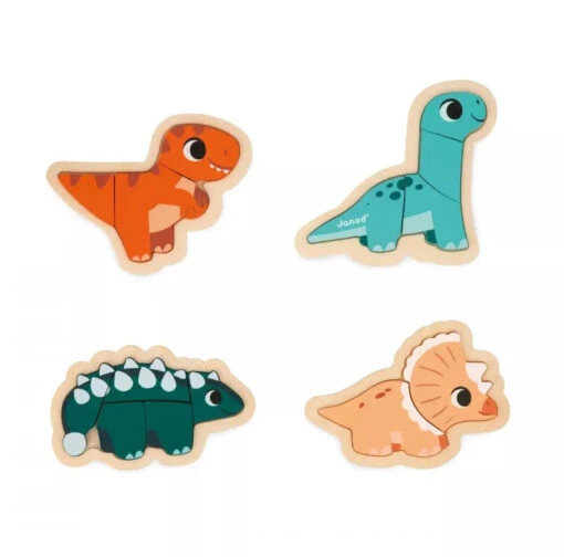 Janod Dinosaur Progressive Wooden Puzzles -Children Toys Store janod dino progressive puzzle for toddler J05824 01 busybeetoys