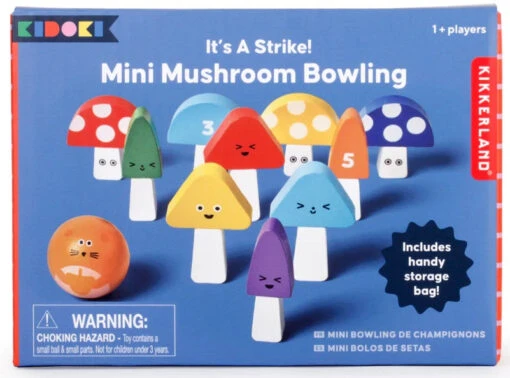 KIKKERLAND It's A Strike!Mini Mushroom Bowling Set -Children Toys Store kikkerland tabletop game mushroom bowling its a strike 01 busybeetoys.net