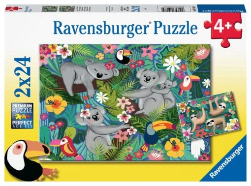 Ravensburger Koalas And Sloths 2x24 Pc Puzzles -Children Toys Store ravensburg 05183 koalas sloths puzzle busy bee toy