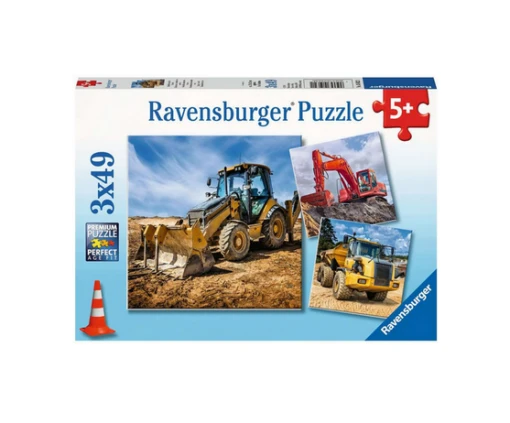 Ravensburger Diggers At Work! 3 X 49pc Puzzle -Children Toys Store ravensburger diggers at work busybeetoys