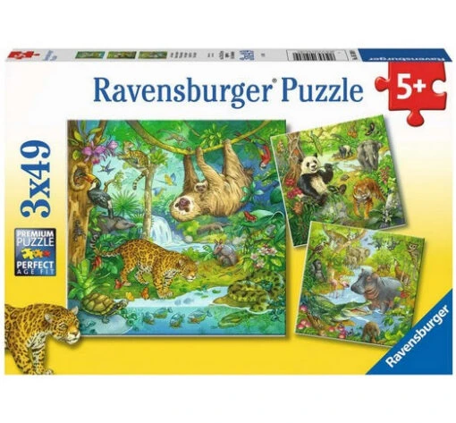 Ravensburger Jungle Fun 3 X 49 Piece Jigsaw Puzzles -Children Toys Store ravensburger jungle fun busybeetoys 1