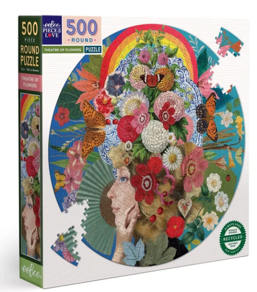 Eeboo Theatre Of Flowers 500pc Round Puzzle -Children Toys Store